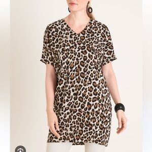 Chico’s animal print V neck wedge tunic size 3P